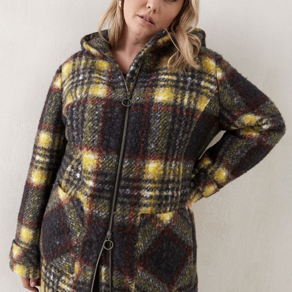 Women's 1X Boucle Plaid fall jacket NWOT